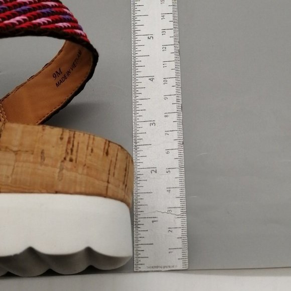 Lisa Vicky Womens Platform Ankle Strap Sandal Multicolor Hook Loop Wedge 9M - Picture 7 of 9